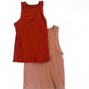 a new day Ribbed Tank Duo in Rust and Dusty Rose- set of 2